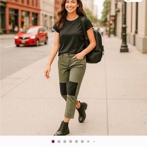 Black T-Shirt and Green Pants Outfit